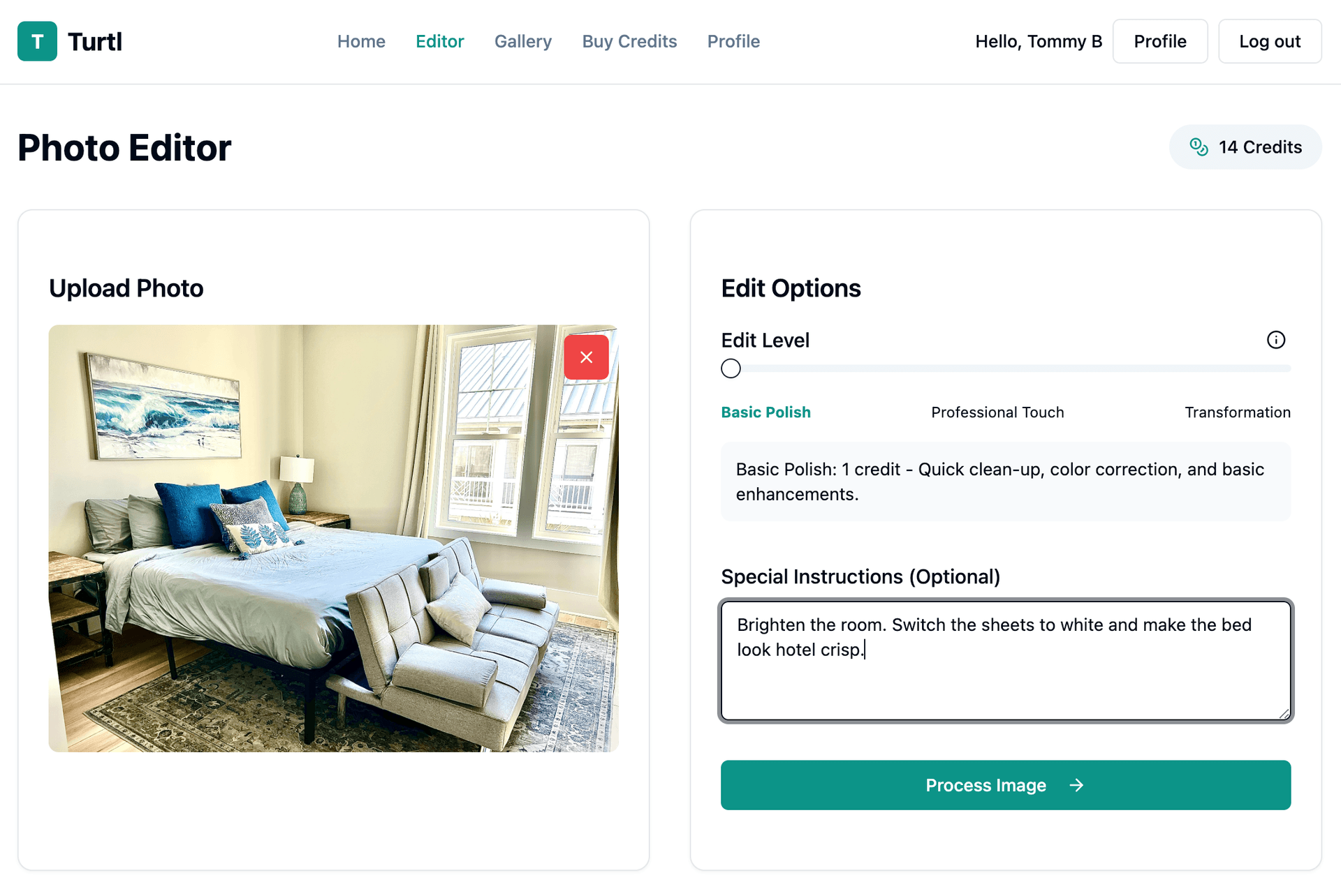 Screenshot of Turtl editing options