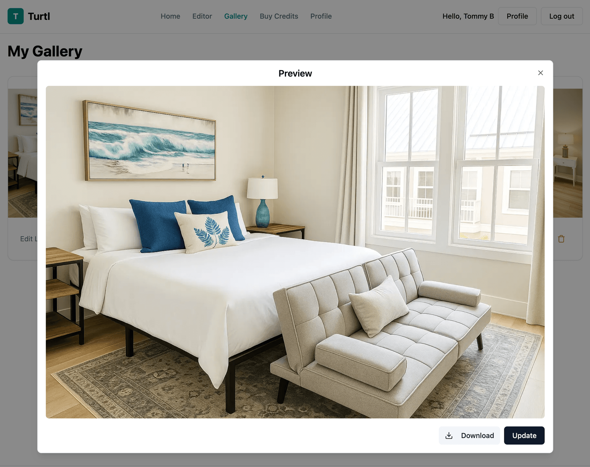 Screenshot of user gallery interface
