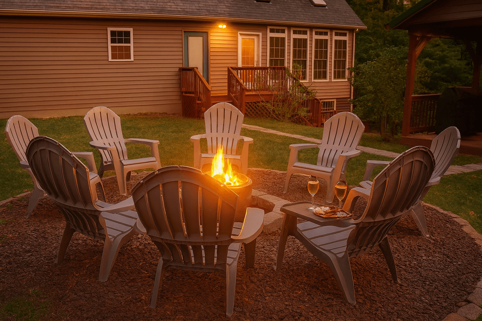 Moody evening by the fire after